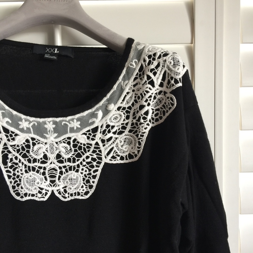 Forever21 100% cotton crochet black sweater - Picture 8 of 8